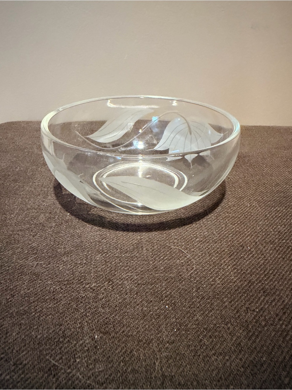Clear Glass Etched Leaf Bowl - Elegant Home Dining
